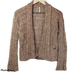 Free People | Brown Knit Boho Crop Cardigan Sweater XS